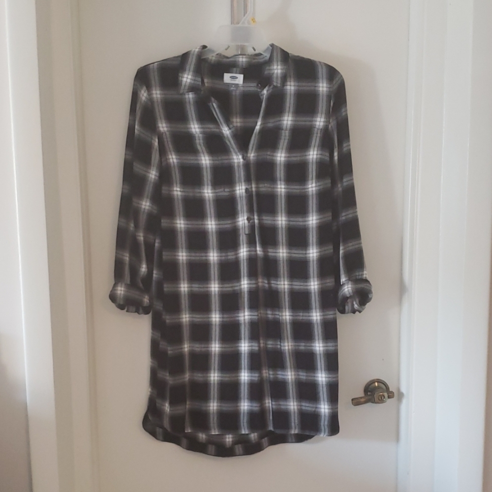Plaid shirt dress - M